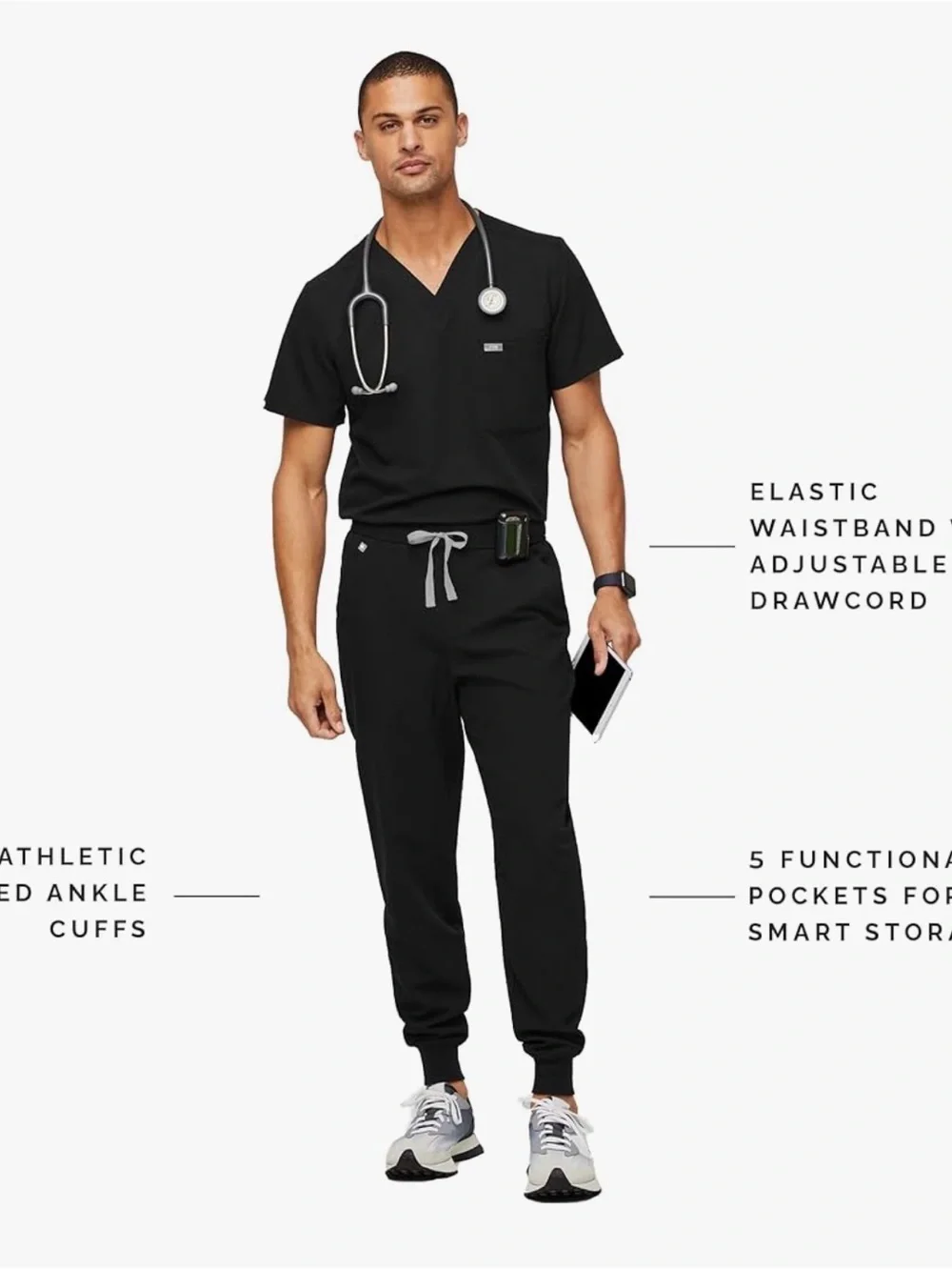 FIGS | “Tansen” Black 5 Pocket Scrub Joggers - Men’s Medium